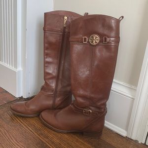 Tory Burch Brown Leather Riding Boots